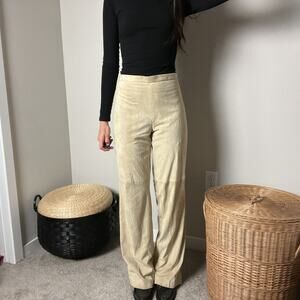 ralph lauren black label beige suede leather high waisted straight leg pants